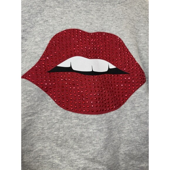 FOREVER 21 RHINESTONES LIPS Crewneck CROP TOP SIZE Medium - Picture 5 of 7